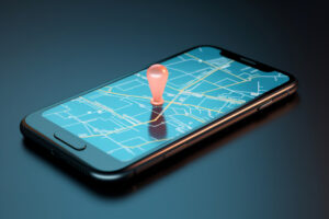 Smartphone 3D com tecnologia de mapa e GPS